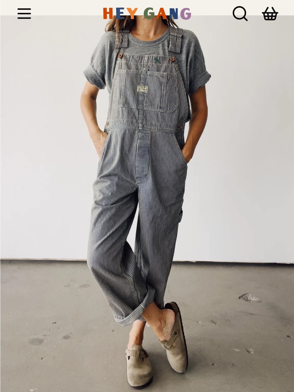 Hey Gang Blue Railroad Stripe Miner Coveralls